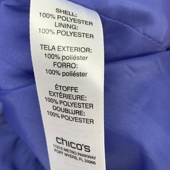 Chicos Sz 1X 18-20 Wind Breaker Spring Jacket Coat Purple Full Zip 3154 - Picture 6 of 10